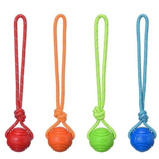 Reflective TPR Rope Ball Dog Toy for Fetch & Dental Care