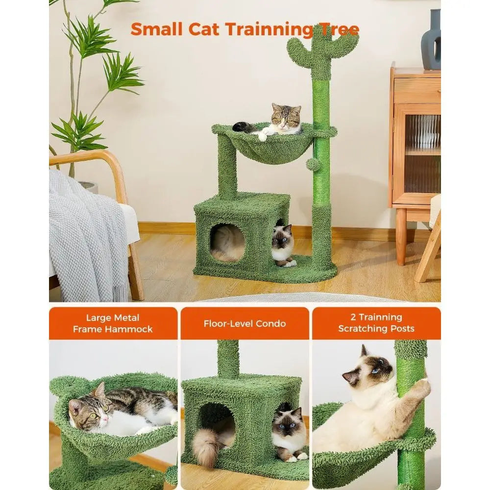Large Indoor Cactus-Shaped Cat Tree Condo with Natural Sisal Rope