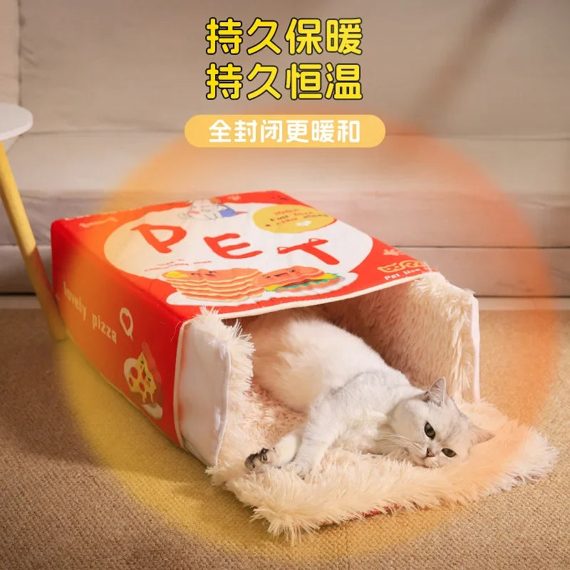 Cozy Plush Cat House Bed for Warm & Secure Sleep