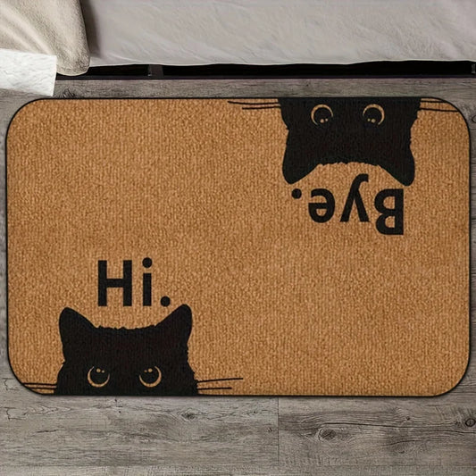 Funny Cat Hi & Goodbye Doormat –  Cat Face Entrance Mat