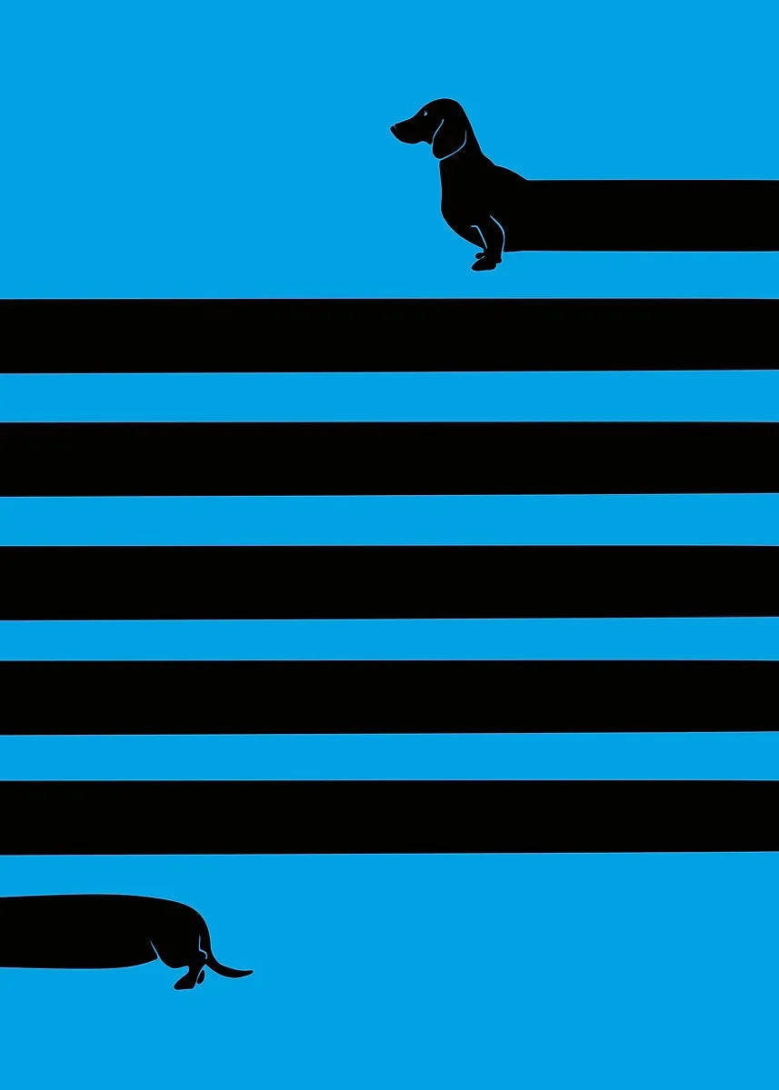 Cartoon Dachshund Dog Canvas Poster – Funny Animal Wall Art Print