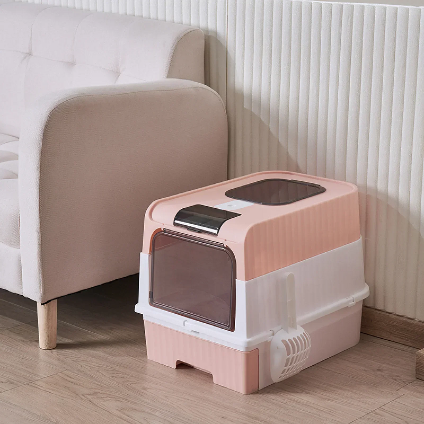 Large Enclosed Cat Litter Box with Pull-Out Drawer