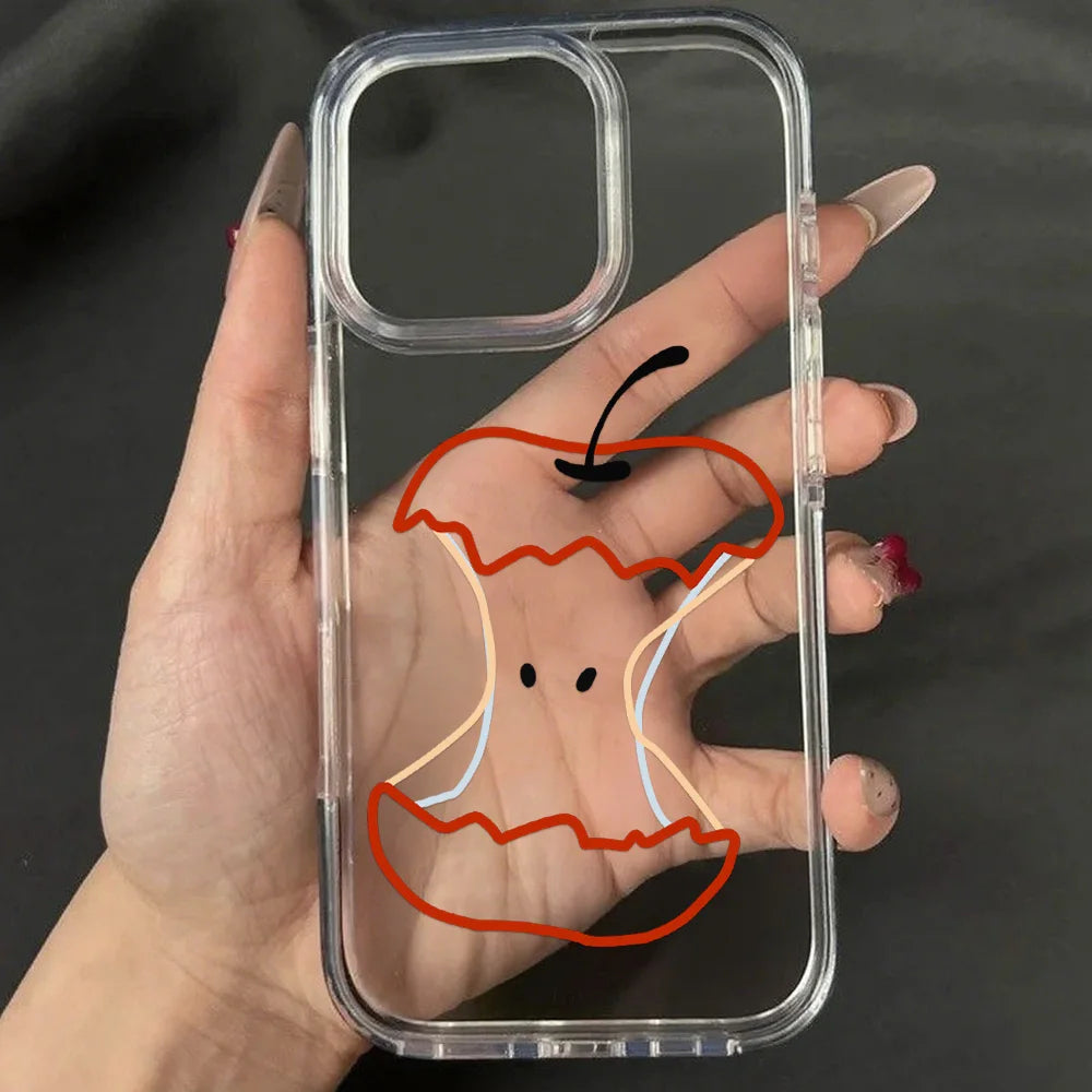 Cute Line Cat iPhone Case – Transparent Acrylic Shockproof Phone Cover