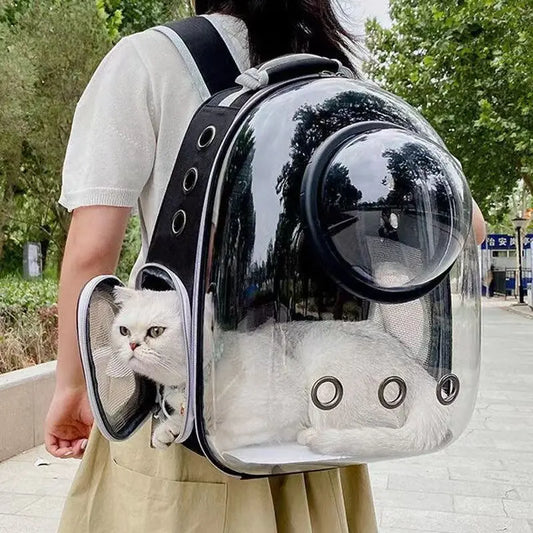 Pet Cat & Small Dog Carrying Backpack – Breathable Transparent Space Capsule Carrier for Travel, Hiking, and Daily Walks