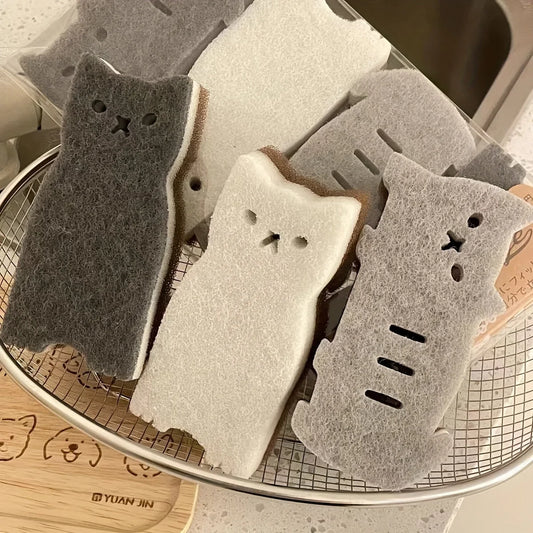 Cute Cat Kitchen Sponge Set – 4-Piece Thick & Durable Cleaning Sponges