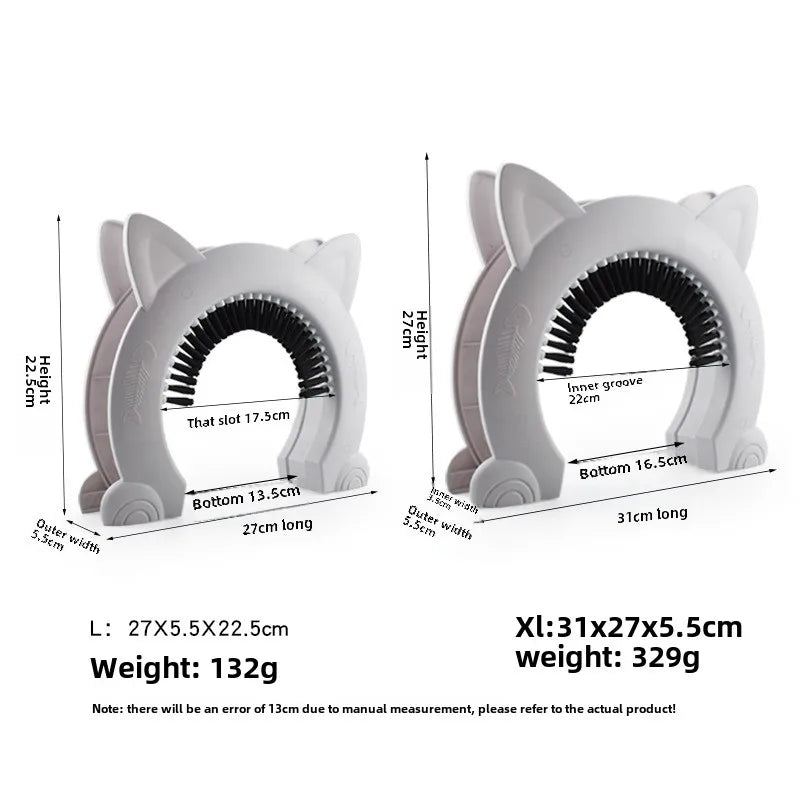 Flap-Free Pet Doorway with Grooming Brush for Cats & Small Dogs