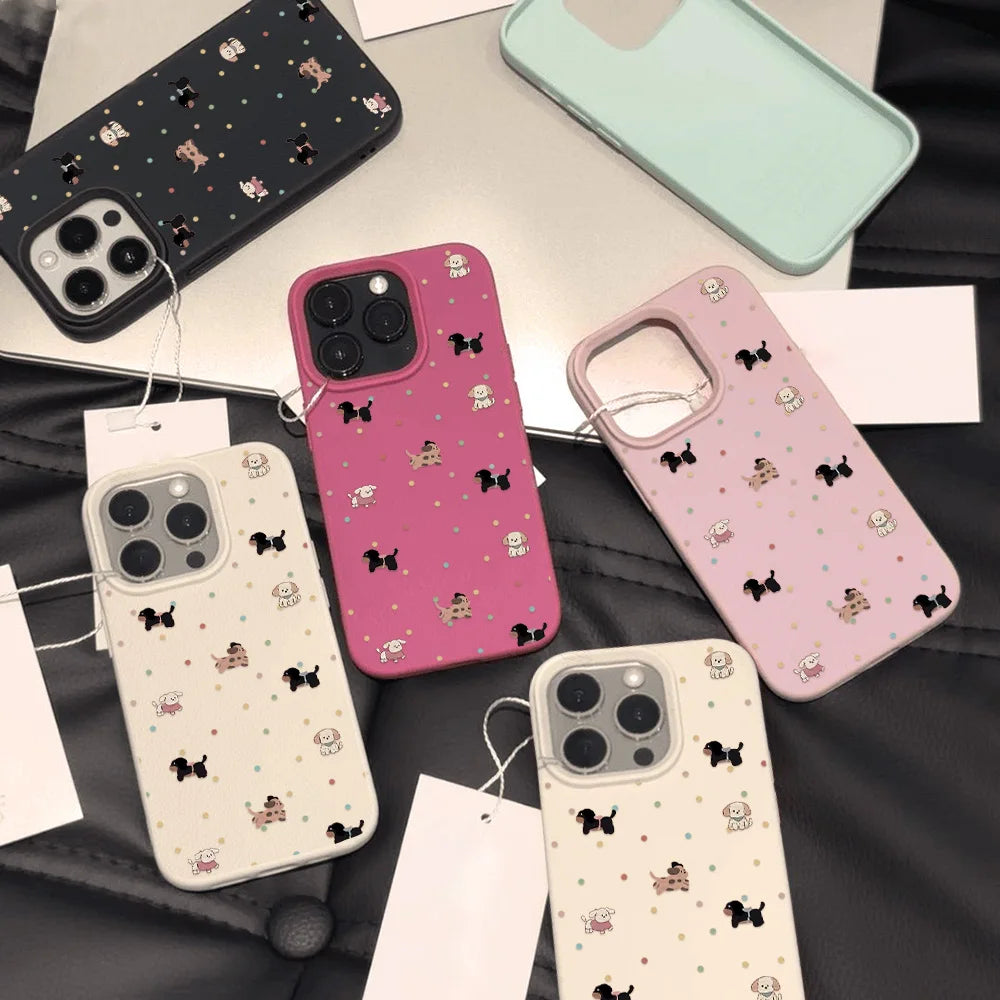 Polka Dot Cartoon Animal iPhone Case – Shockproof Silicone Phone Cover