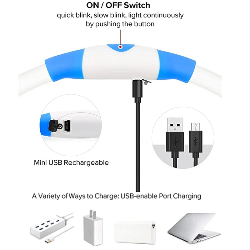 LED Luminous Dog & Cat Collar – Rechargeable Glowing Safety Collar