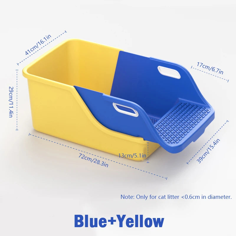 Extra-Large Semi-Closed Cat Litter Box with Splash Guard