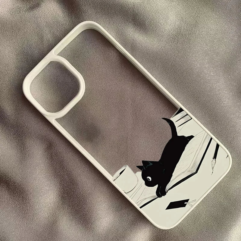 Cute Black Cat Clear iPhone Case – Anti-Fall TPU Cartoon Phone Cover