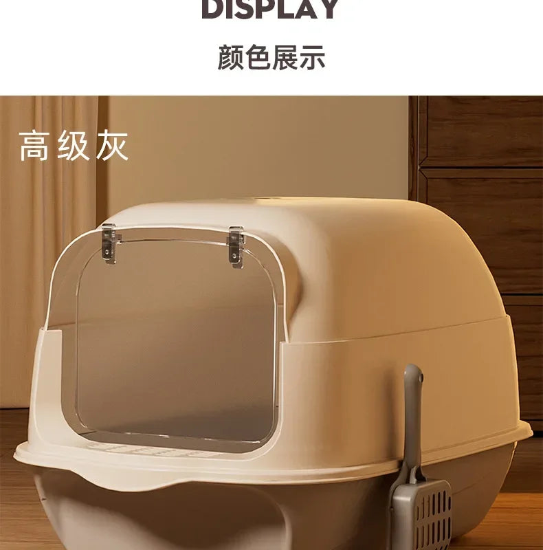 Fully Enclosed Large Cat Litter Box with Removable Top