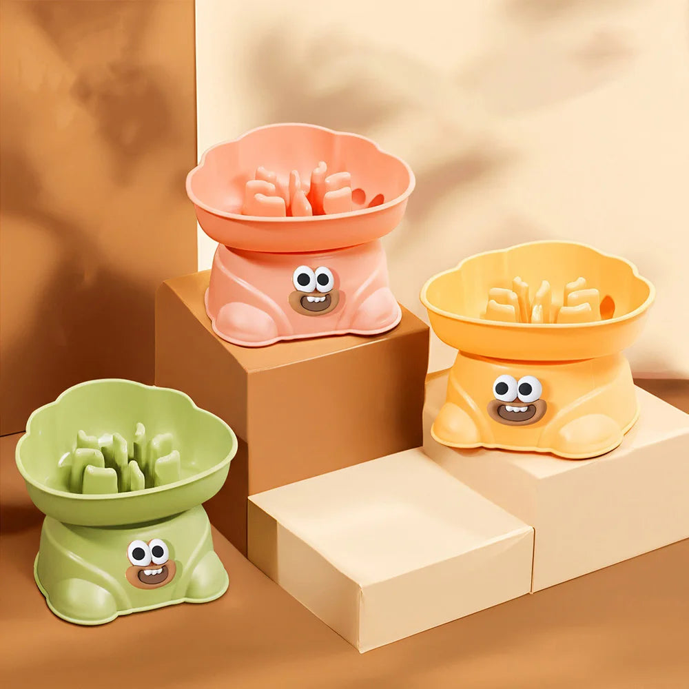 Cloud-Shaped Elevated Slow Feeder Dog Bowl Set