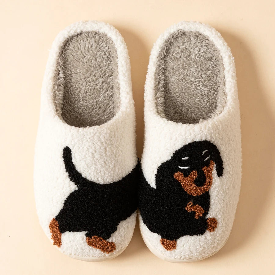 Cute Dachshund Dog Women Slippers – Warm Winter Indoor Cotton Slippers
