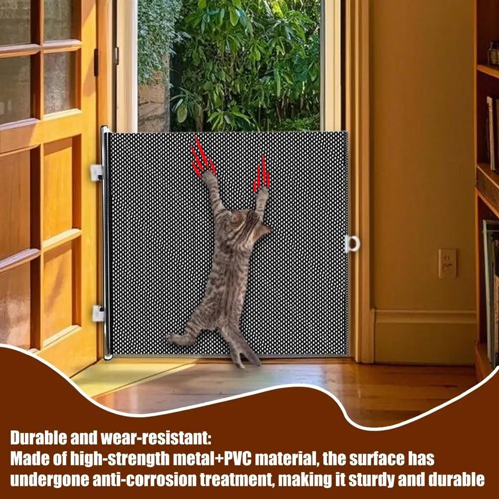 Retractable Indoor Pet Safety Gate for Dogs & Kittens – Mesh Blocking Fence