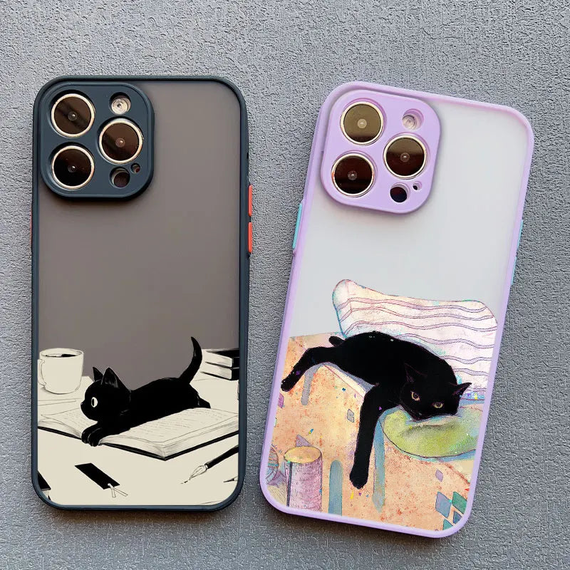 Funny Cat Daily Life iPhone Case – Cartoon Animal Matte Phone Cover