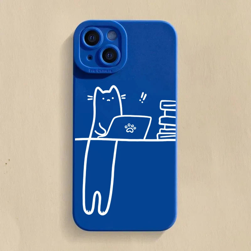 Funny Cat Couple iPhone Case – Cartoon Animal Shockproof Silicone Cover