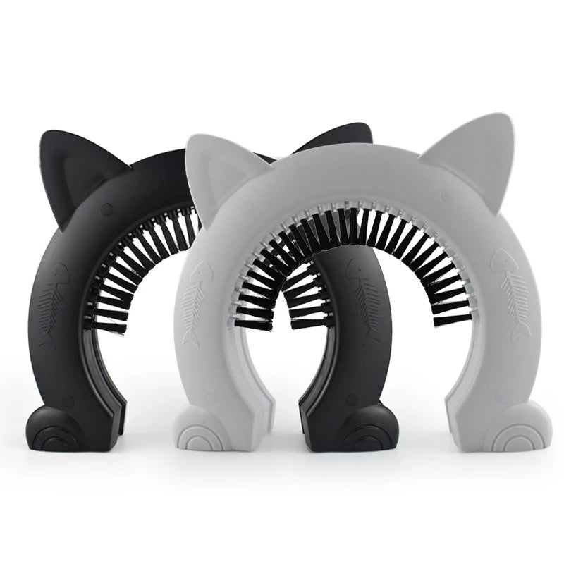 Flap-Free Pet Doorway with Grooming Brush for Cats & Small Dogs