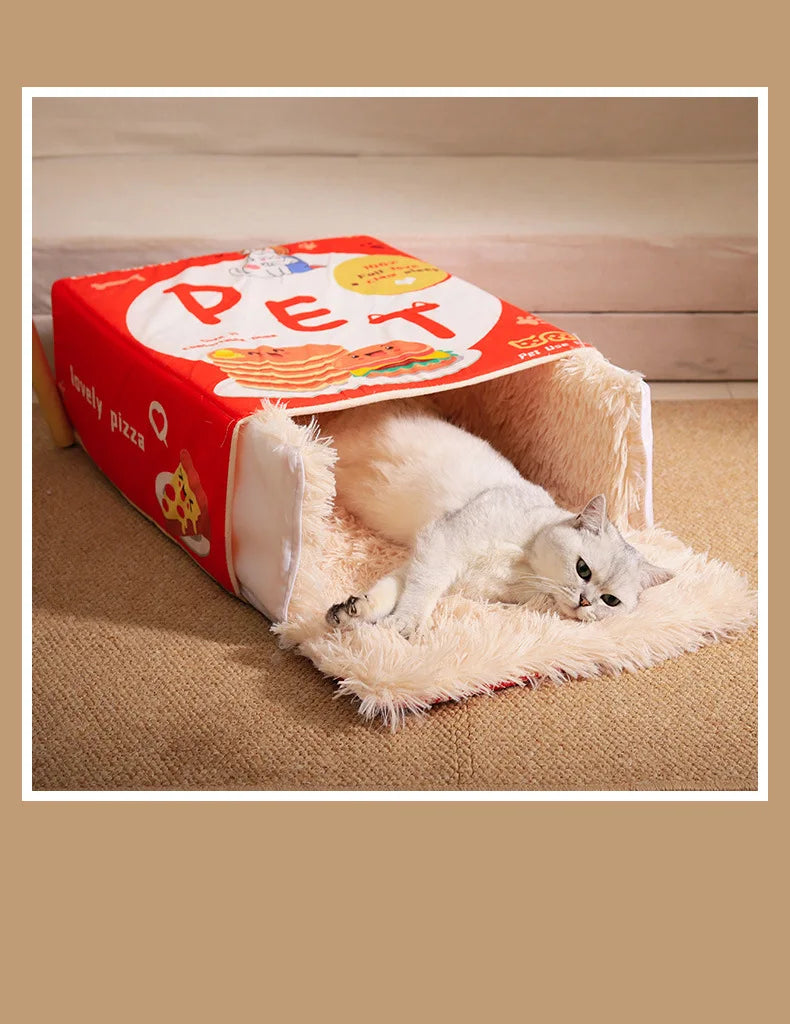 Cozy Plush Cat House Bed for Warm & Secure Sleep