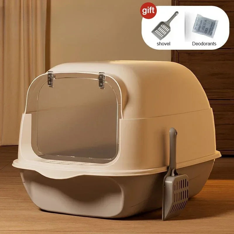 Fully Enclosed Large Cat Litter Box with Removable Top