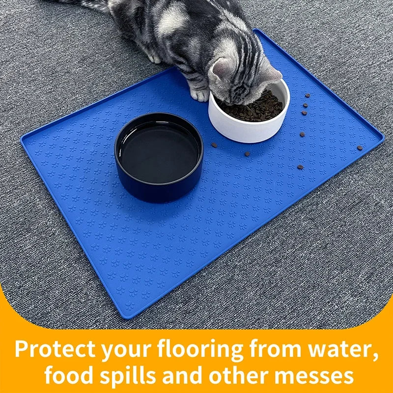 Waterproof Silicone Pet Feeding Mat with Raised Edges