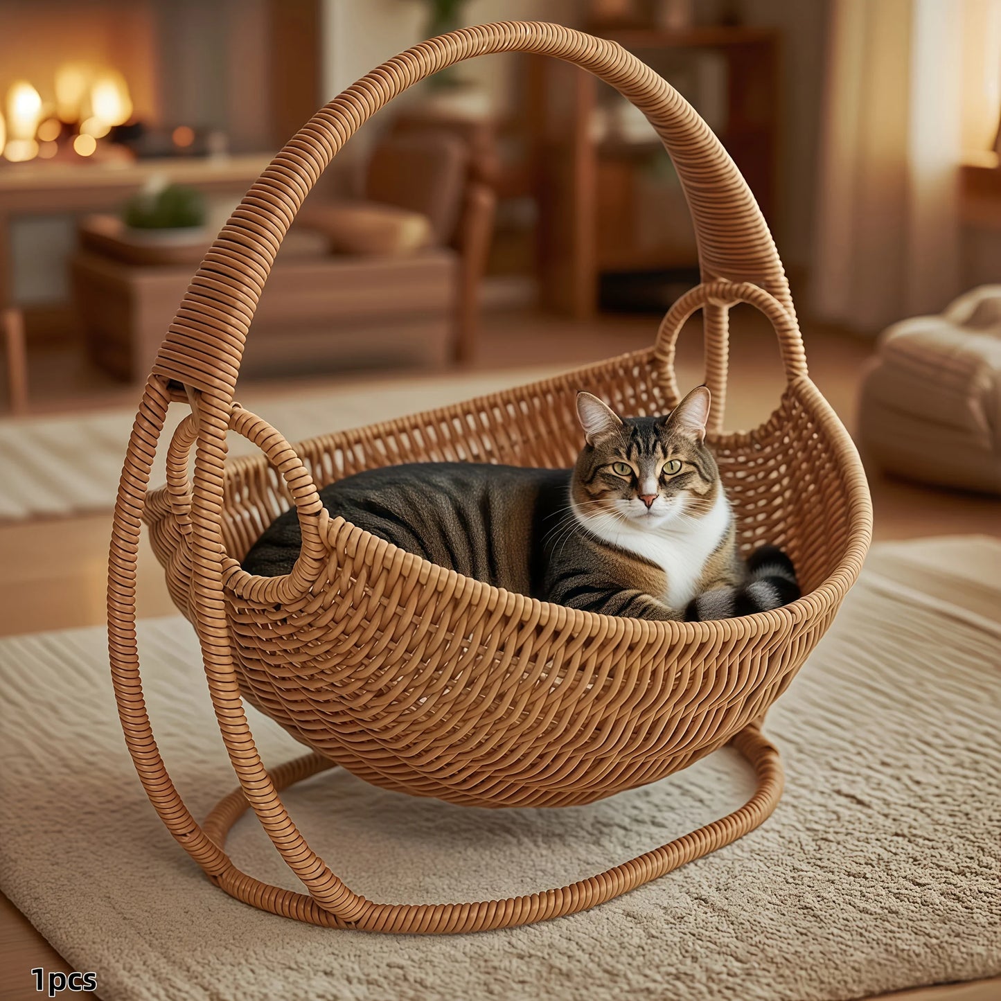 Indoor Hanging Cat Hammock Bed with Support Bracket