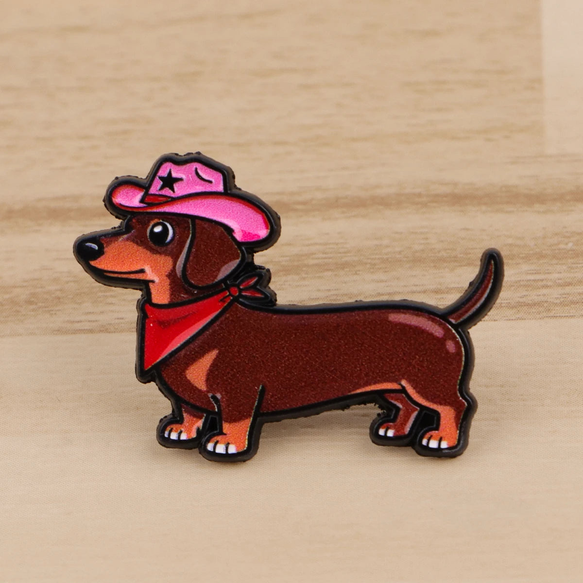 Cute Cartoon Dachshund Enamel Lapel Pin