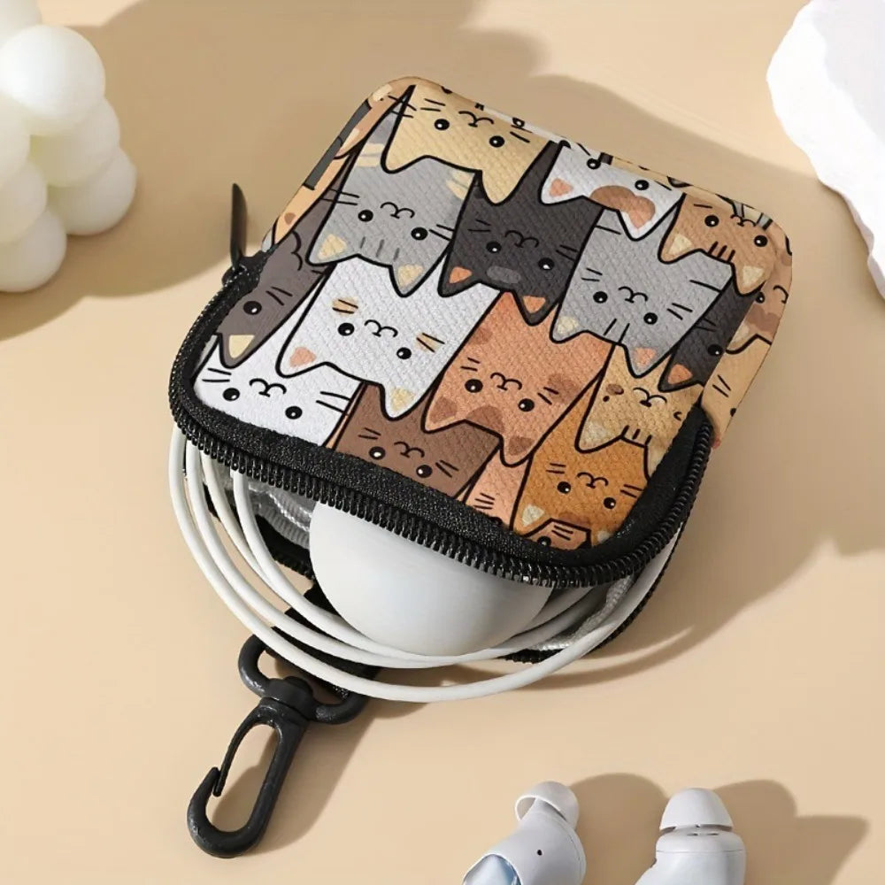 Trendy Mini Coin Purse – Cat & Dog Print Zipper Pouch