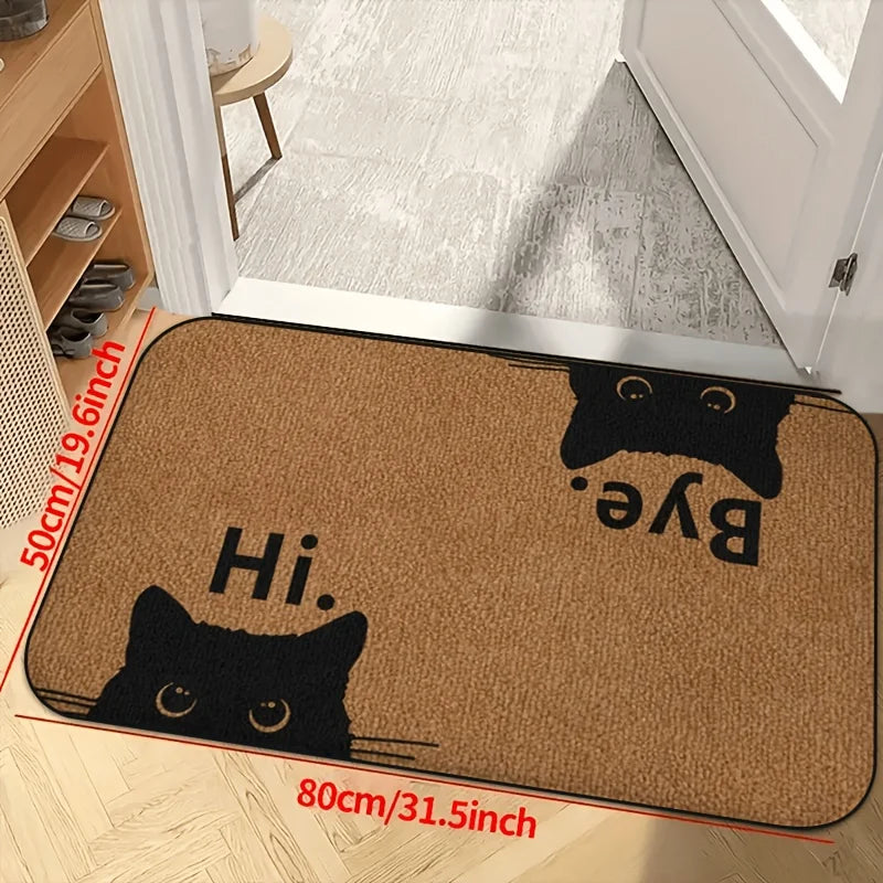 Funny Cat Hi & Goodbye Doormat –  Cat Face Entrance Mat