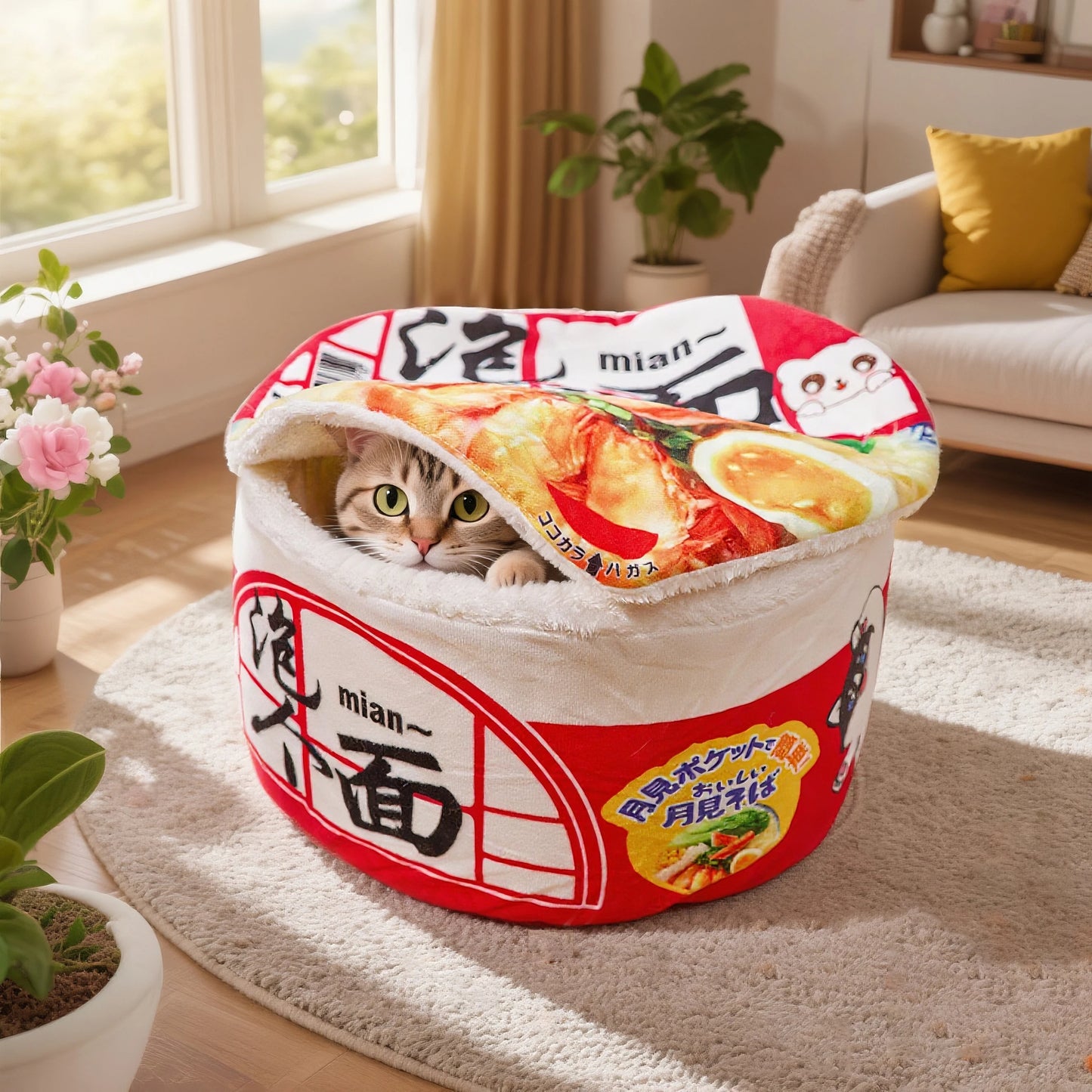Instant Noodle Cup Cozy Pet House Bed for Cats & Small Dogs