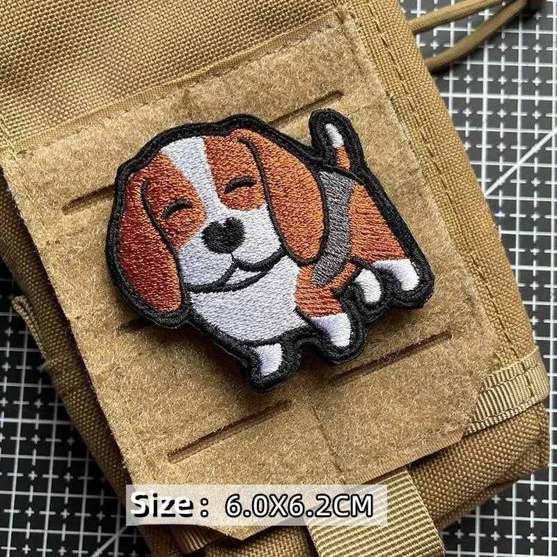 Cartoon Dog Morality Badge – Husky, Akita, Shibuya Embroidered Hook & Loop Patch for Clothing, Bags, Shoes, Hats & DIY