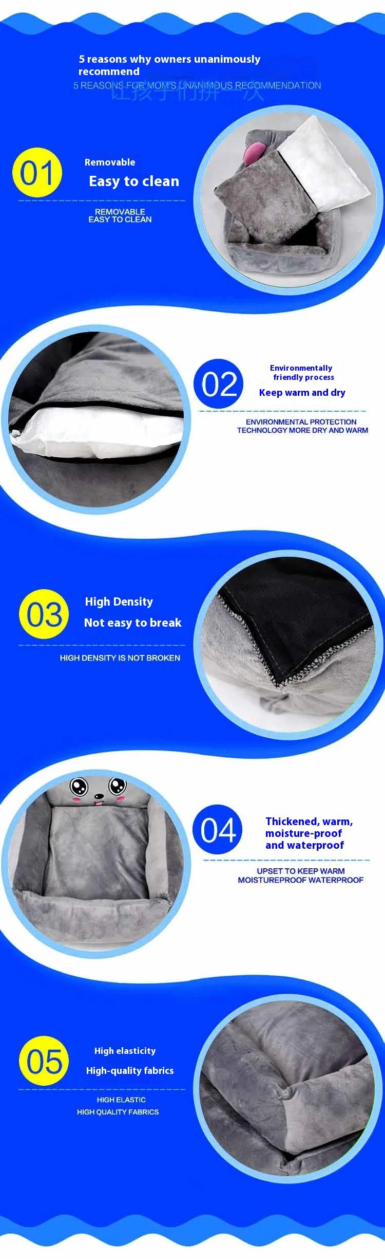 Soft Washable Cotton Pet Bed Mat for Cats & Dogs