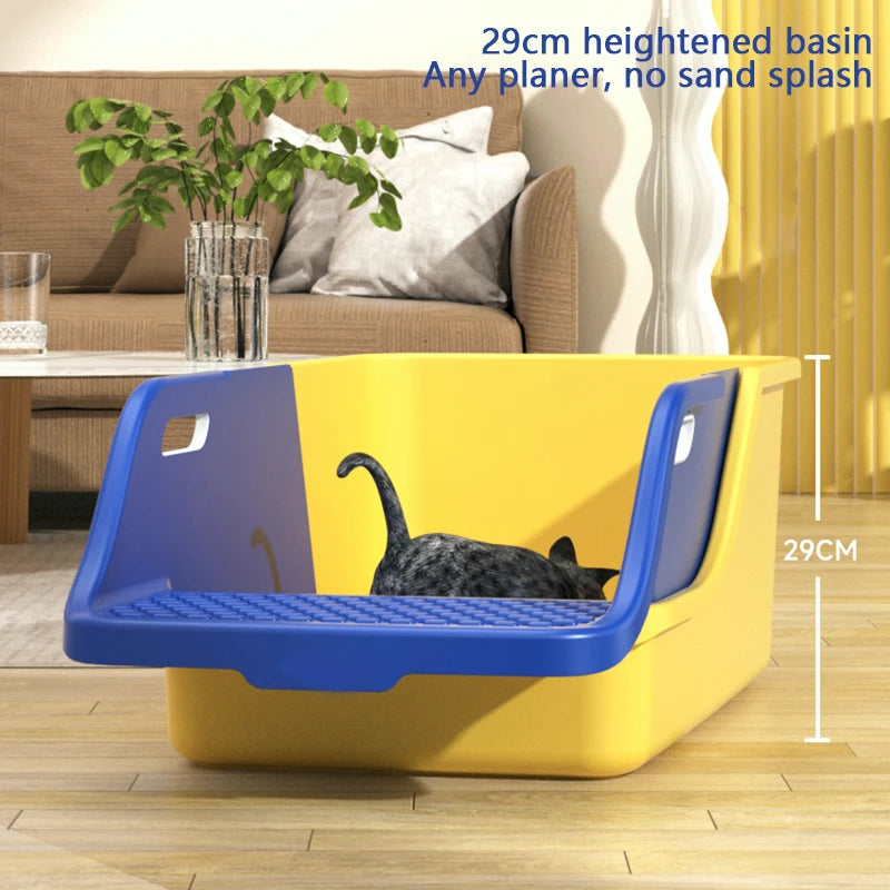 Extra-Large Semi-Closed Cat Litter Box with Splash Guard