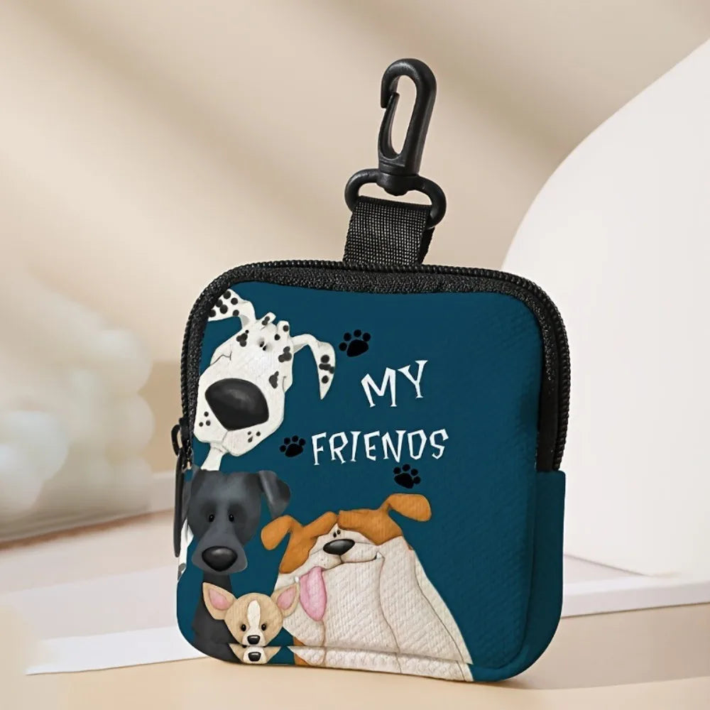 Trendy Mini Coin Purse – Cat & Dog Print Zipper Pouch