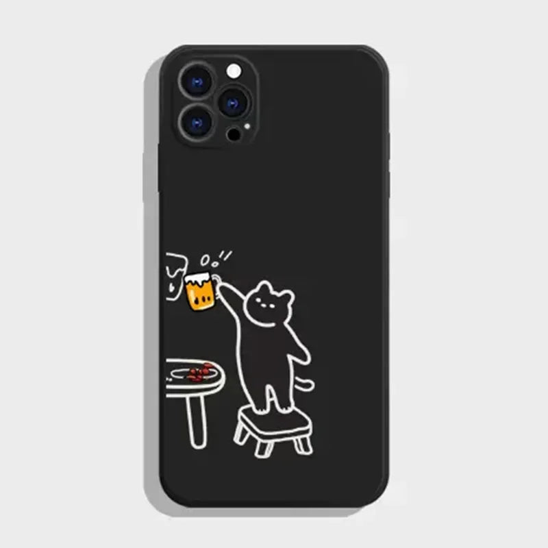 Quirky Cat Couple iPhone Case – Cartoon Animal Shockproof Soft Cover