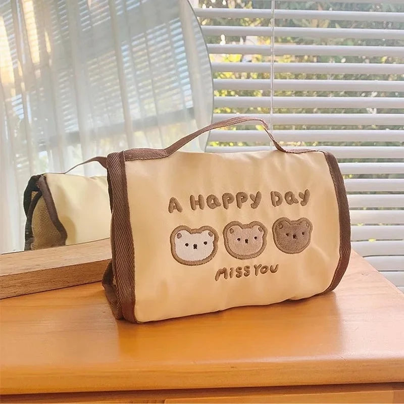 Cute Bear Foldable Makeup Bag – Hanging Cosmetic Organizer