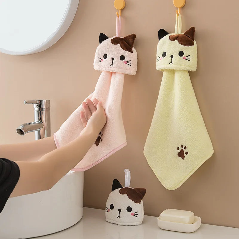 Cute Cat Hanging Kitchen Cleaning Towel – Soft, Absorbent & Quick-Dry