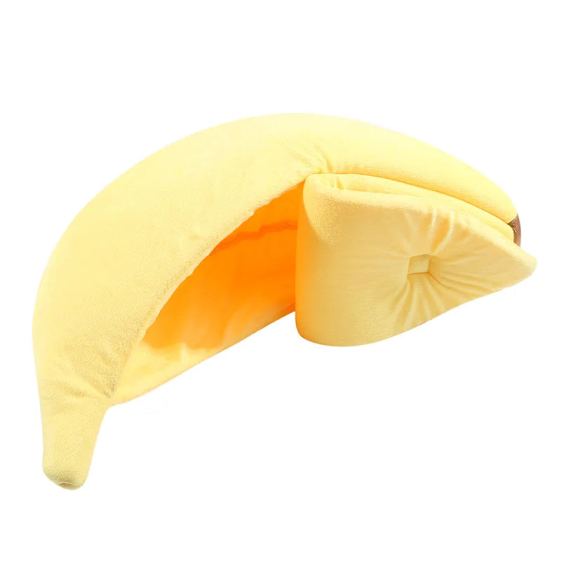 Cute Banana-Shaped Plush Pet House Bed