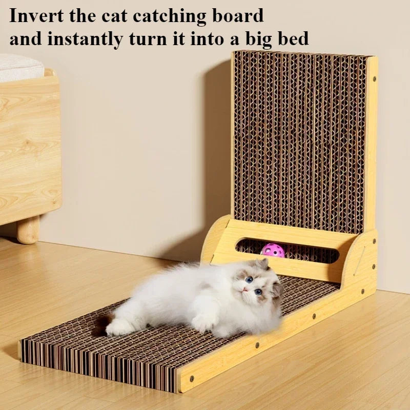 L-Shaped Wooden Cat Scratching Board – Durable & Scratch Resistant