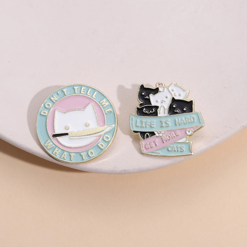 Cute Cartoon Cat Enamel Lapel Pin