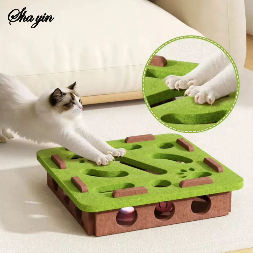 Interactive Puzzle Cat Toy – Felt Maze & Digging Box