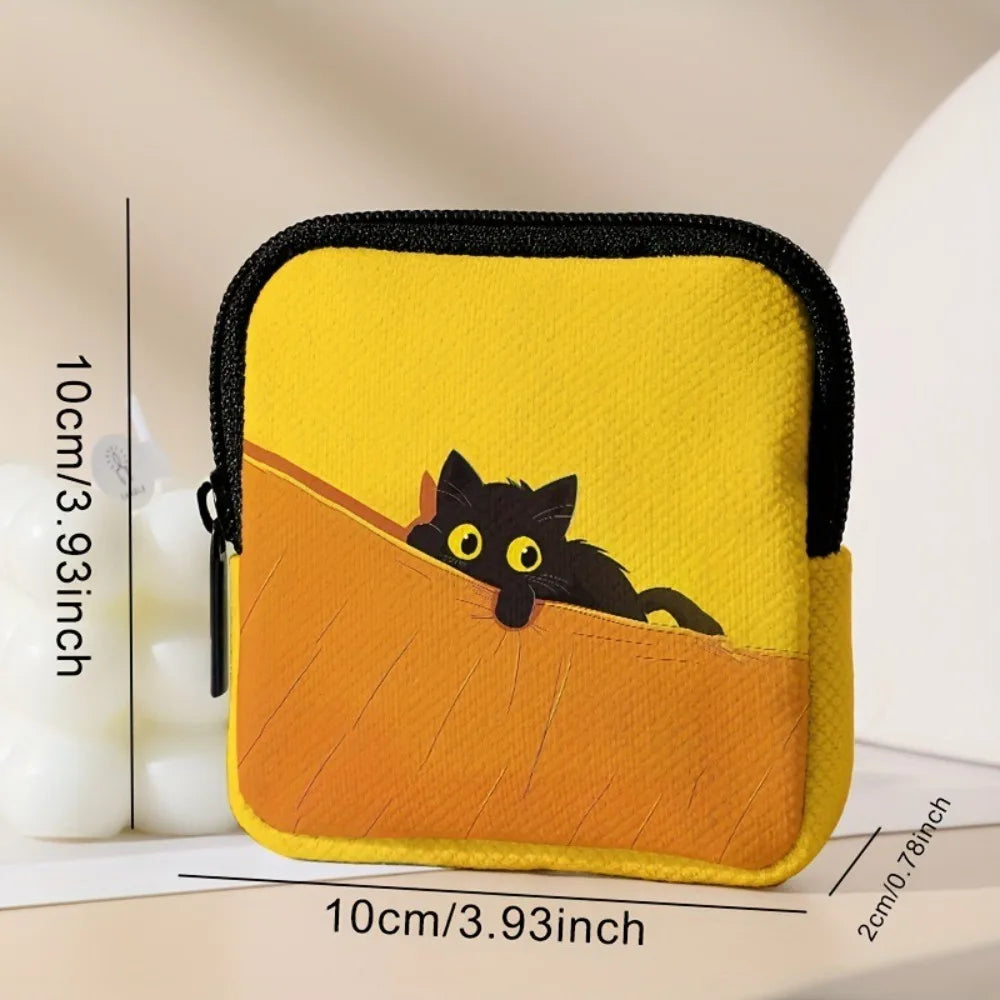 Trendy Mini Coin Purse – Cat & Dog Print Zipper Pouch