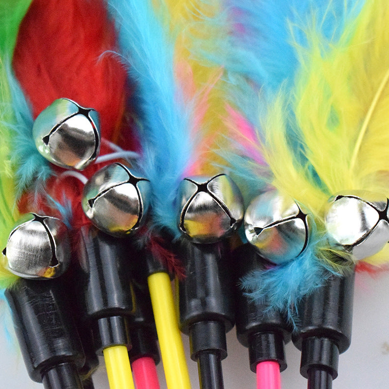 Interactive Cat Teaser Stick with Bell, Feather & Plush Ball