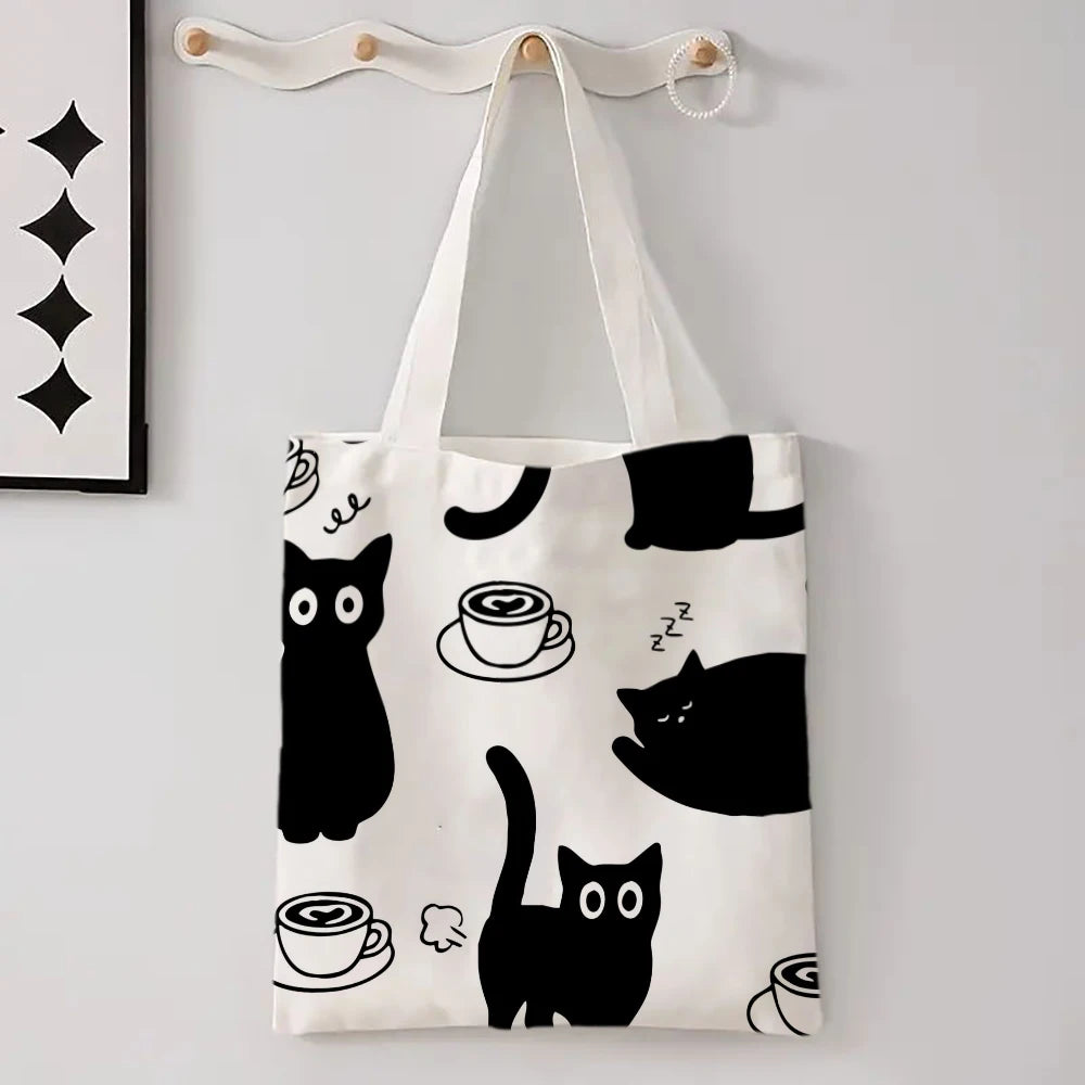 Kawaii Cartoon Animal Tote Bag – Large Capacity Linen Shoulder Bag