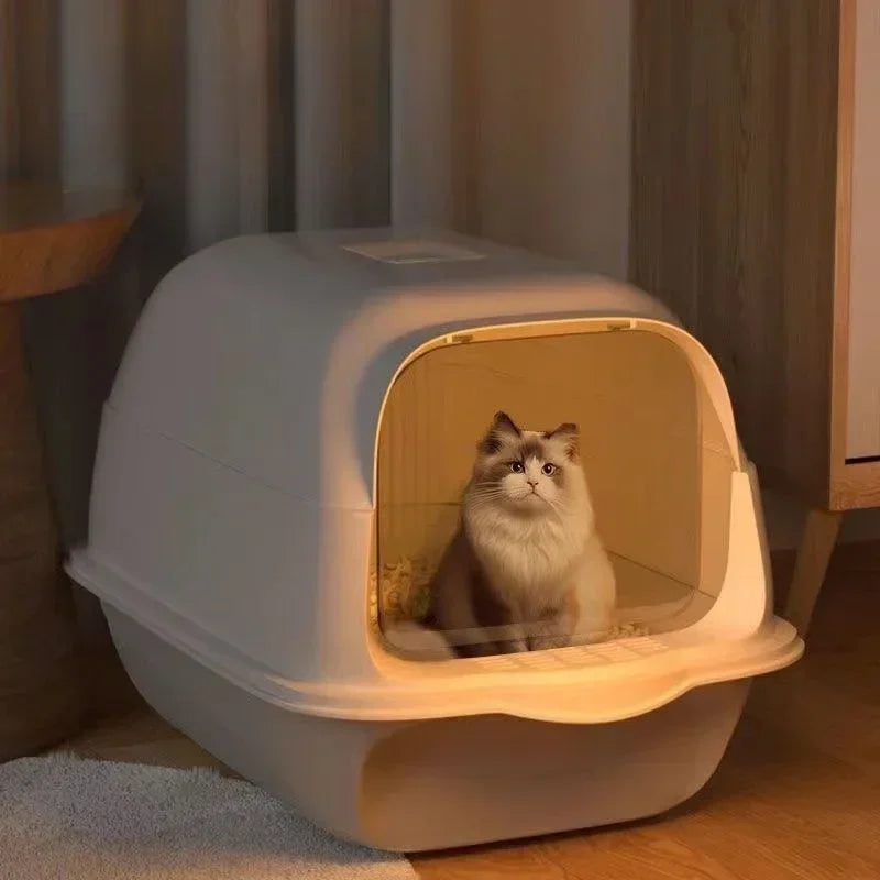 Fully Enclosed Large Cat Litter Box with Removable Top