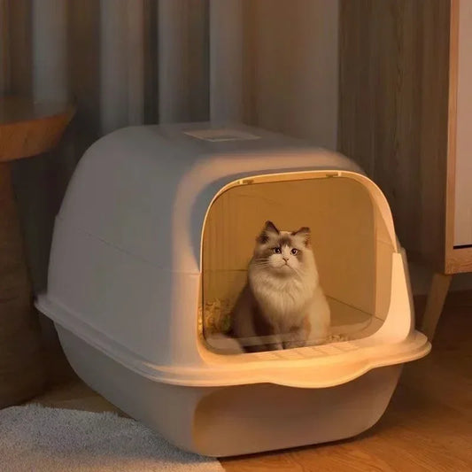 Fully Enclosed Large Cat Litter Box with Removable Top