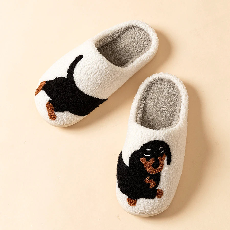 Cute Dachshund Dog Women Slippers – Warm Winter Indoor Cotton Slippers