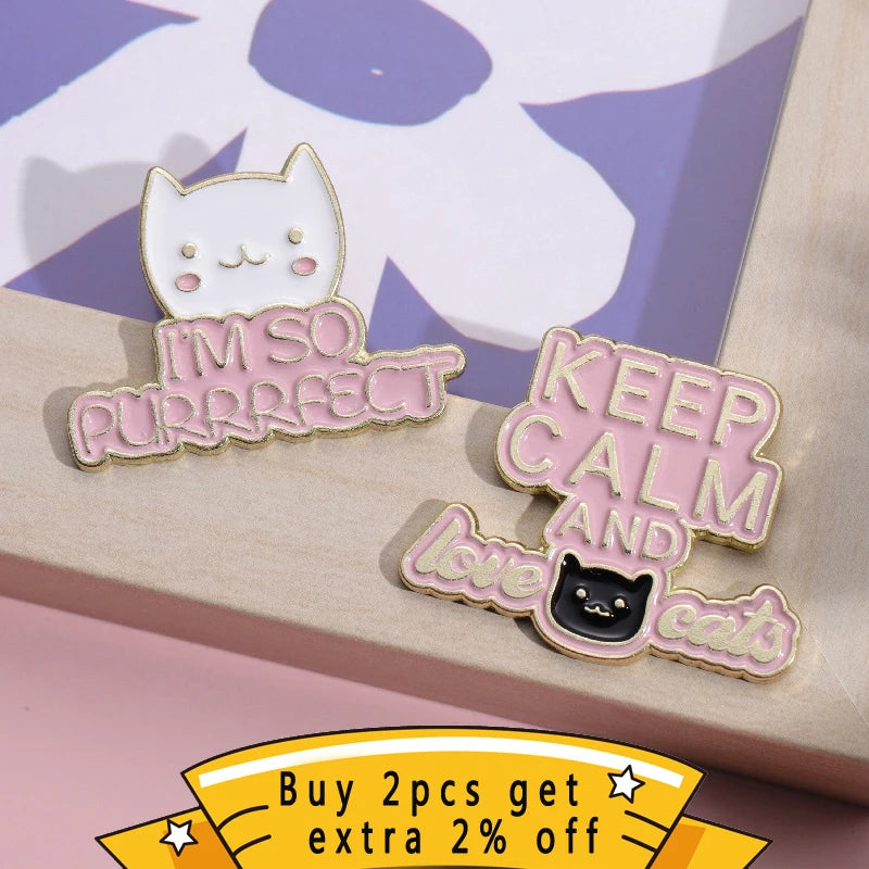 Cute Cartoon Cat Enamel Lapel Pin