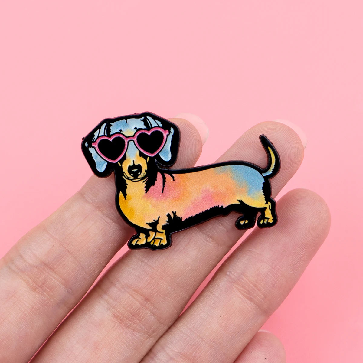 Cute Cartoon Dachshund Enamel Lapel Pin
