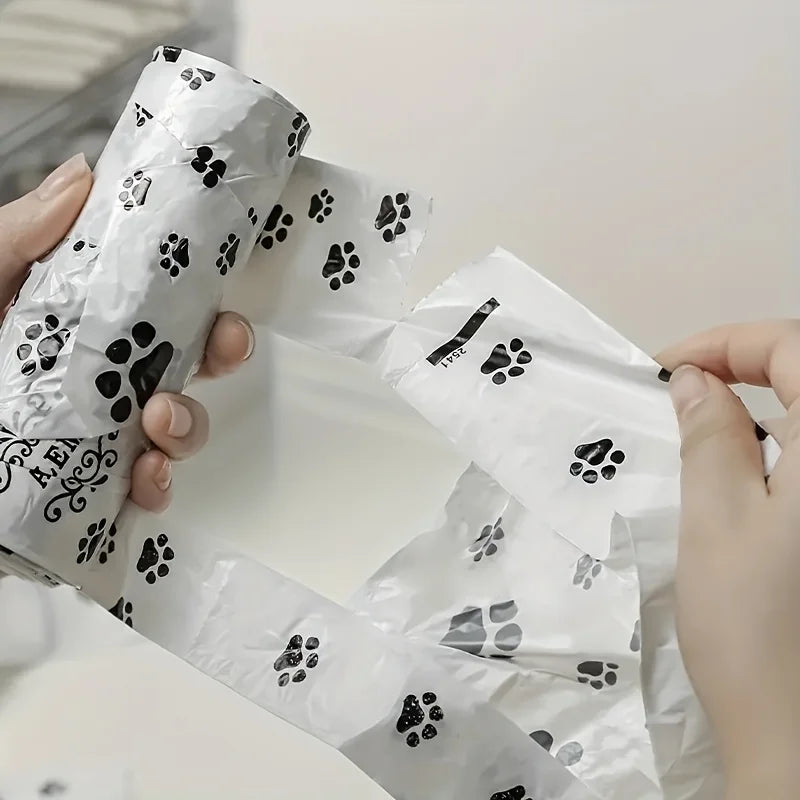 Paw Print Disposable Plastic Bags with Handles – 30pcs