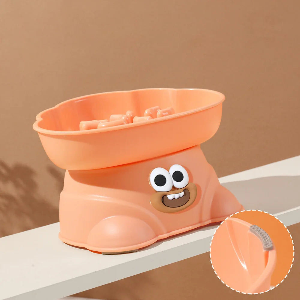 Cloud-Shaped Elevated Slow Feeder Dog Bowl Set